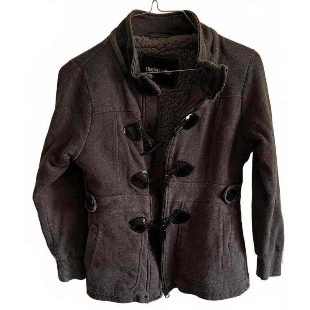 Limited Too Toggle Coat Charcoal Gray Fleece Peacoat Girls 10/12 Y2K Jacket - Picture 2 of 5